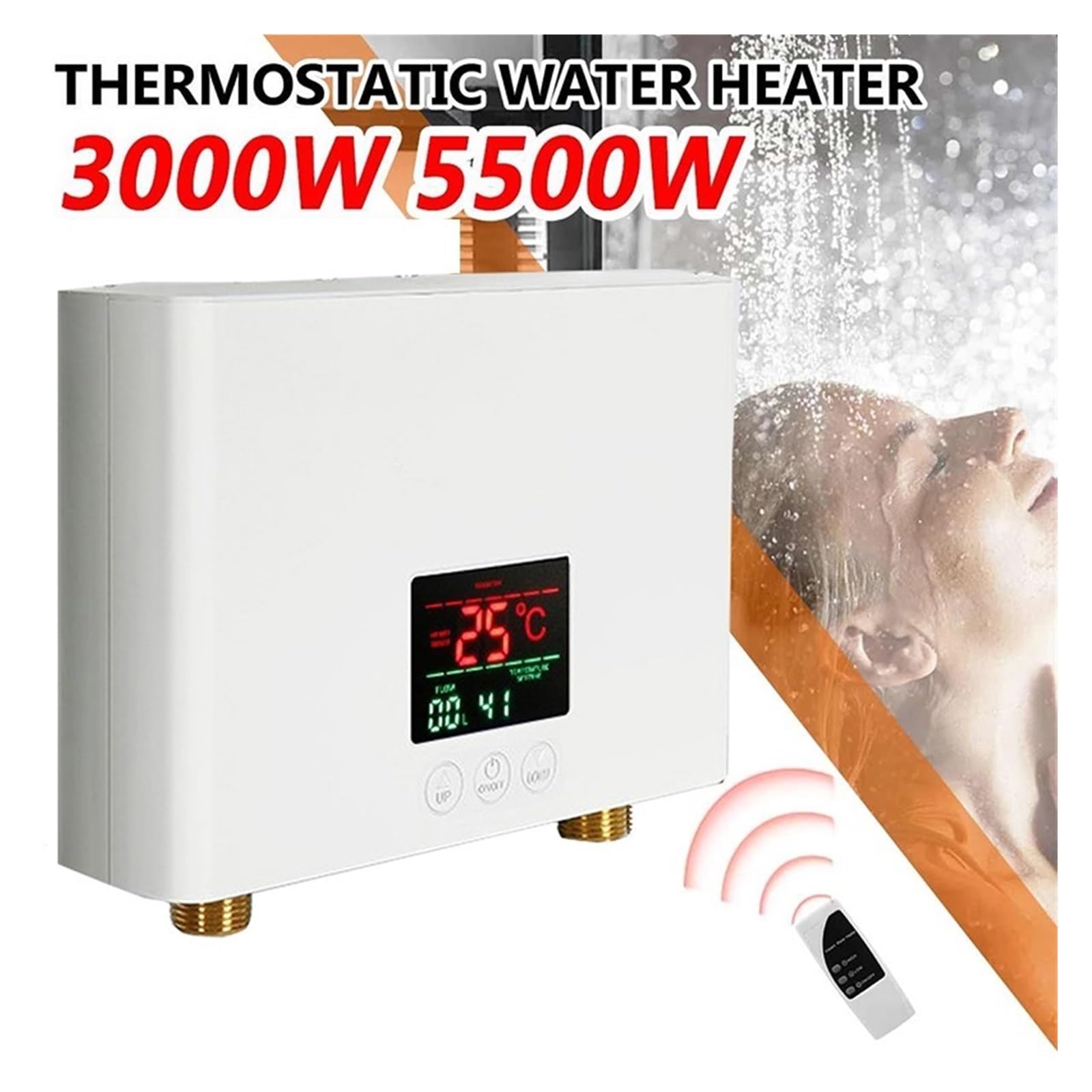 Natychmiastowy Podgrzewacz Wody 3000 W/5500 W Naścienne Grzejniki Elektryczne Do Łazienki Prysznic Z Ciepłą Wodą I Ogrzewanie Kuchni Domowej szybko się nagrzewa(Gold,50000W)