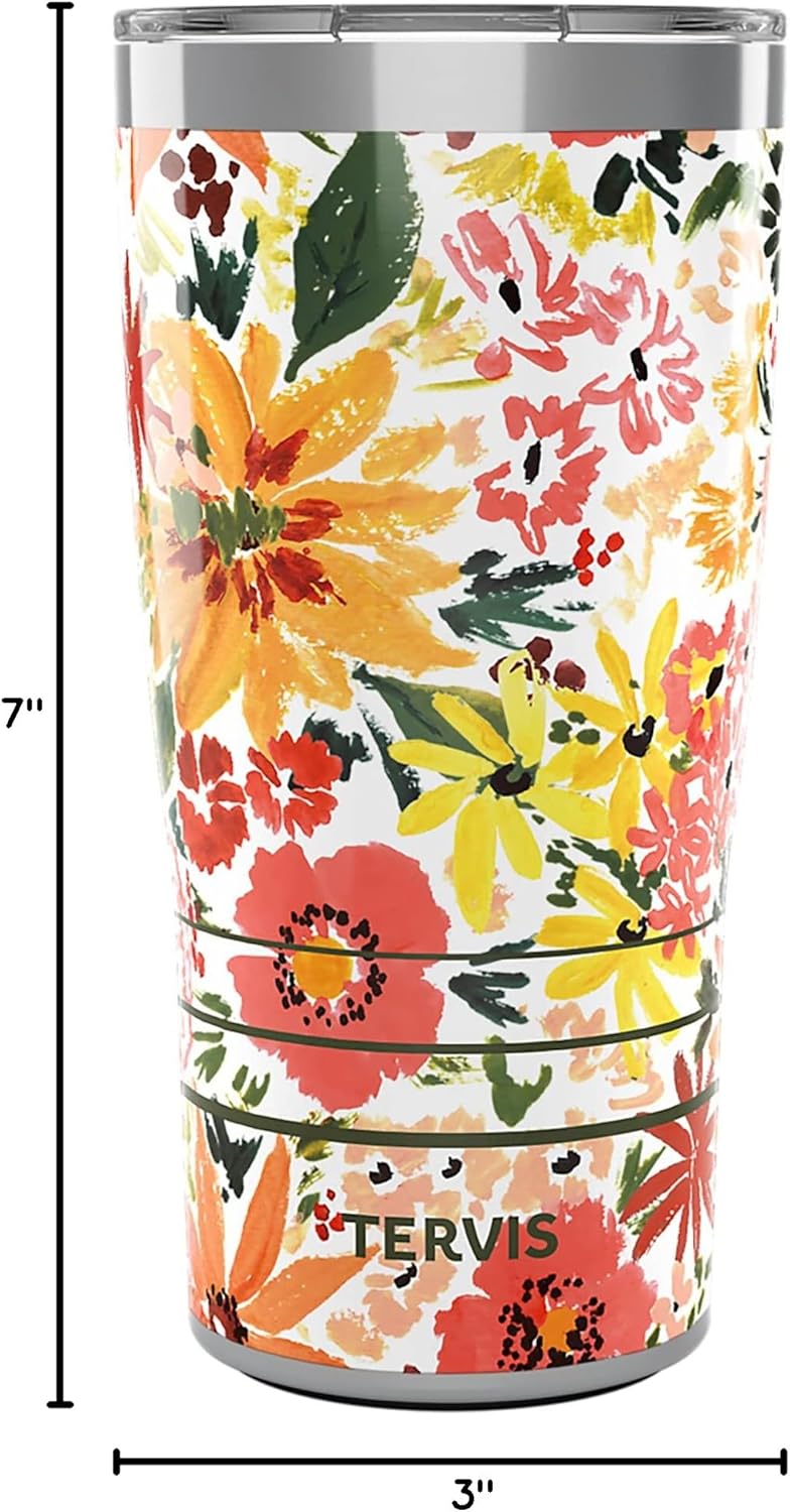 Tervis Traveler Sara Berrenson Retro Floral Triple Walled Insulated Tumbler Travel Cup Keeps Drinks Cold & Hot, 20oz, Stainless Steel - Image 9