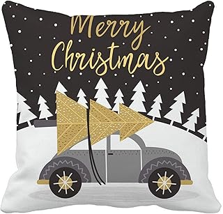 593 Narzuta poszewka na poduszkę dekoracja domu poszewka na poduszkę srebrny ruch Wesołych Świąt złoty rok samochodu jasna uroczystość poszewka na poduszkę miękka poduszka na krzesło do ogrodu łóżko na sofę na zewnątrz poszewki na poduszki 45 x 45 cm