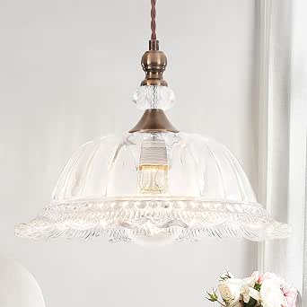 10.6-inch Glass Brass Gold Vintage Pendant Light Fixture for Kitchen Island