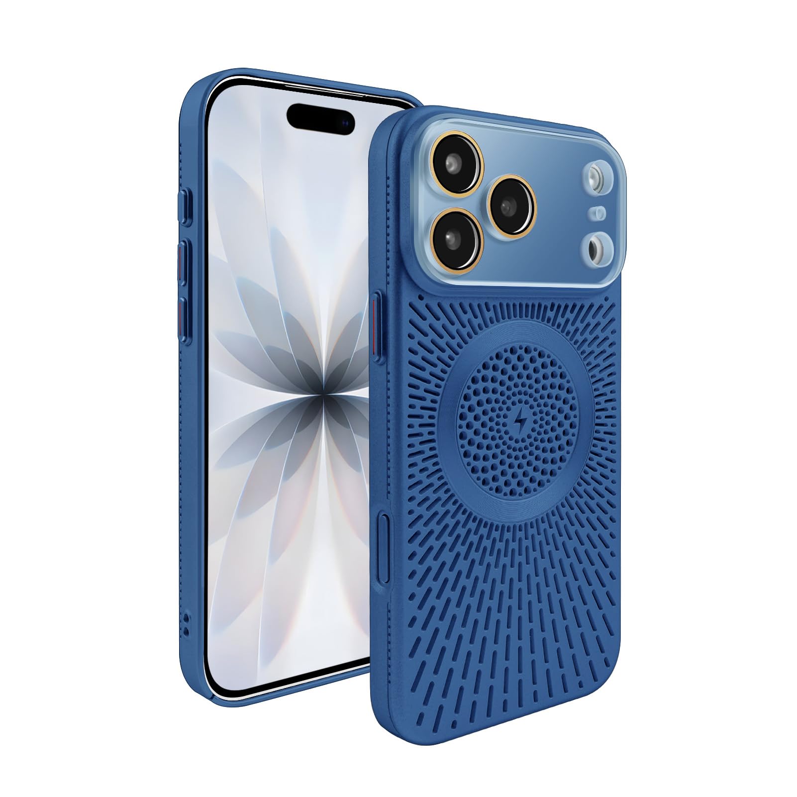 Compatible with iPhone 17 Pro Max All-Inclusive Hollow Magnetic Case [ Senior Heat Dissipation Breathable ] [ Luxury Shock Protection ] Phone Case for Man Women Girls-Navy Blue