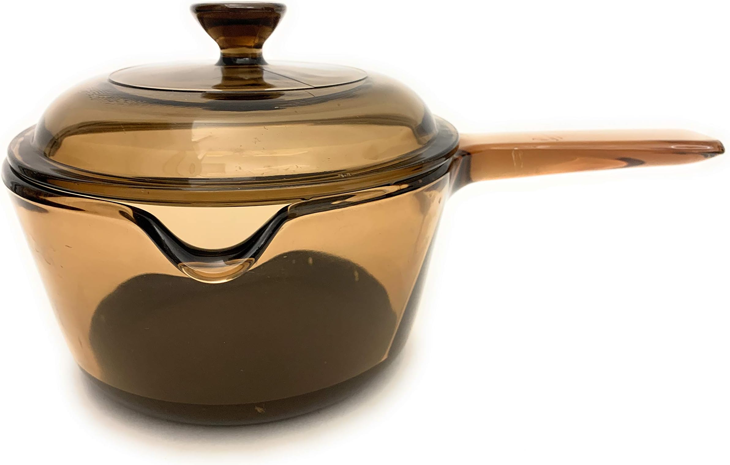Corning Vision Visions 1 L. Amber Handled Lipped Saucepan