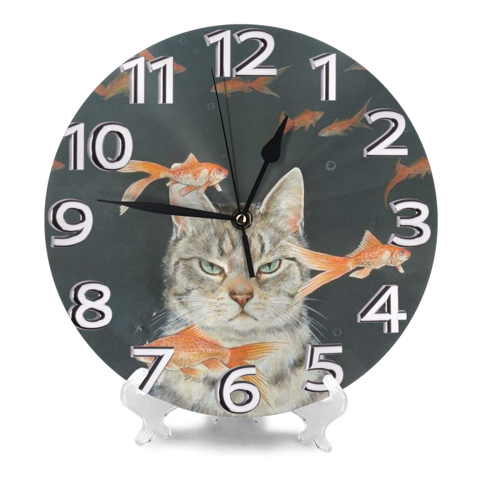 Amazon.co.jp: 魚を見つめる猫 置き時計 掛け時計 壁掛け時計 Amazon.co.jp: 魚を見つめる猫 置き時計 掛け時計 壁掛け時計