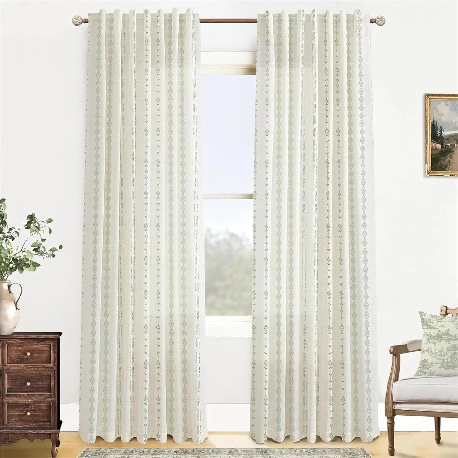 Solid Blackout Curtains for Bedroom Farmhouse Curtains for Living Room,Floral Pattern Vintage Bedroom(140x240cm)