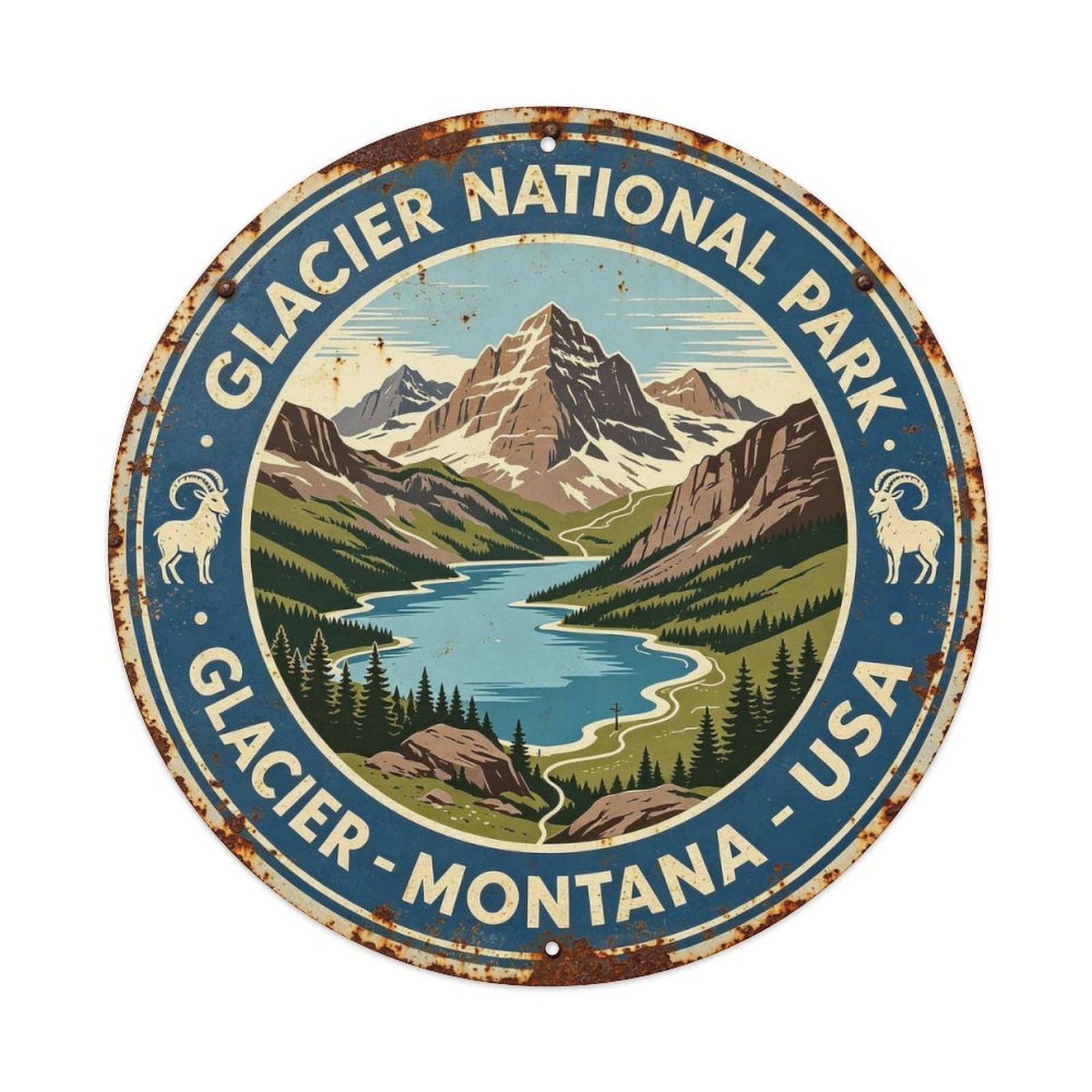Glacier National Park Metal Tin Sign Plaque