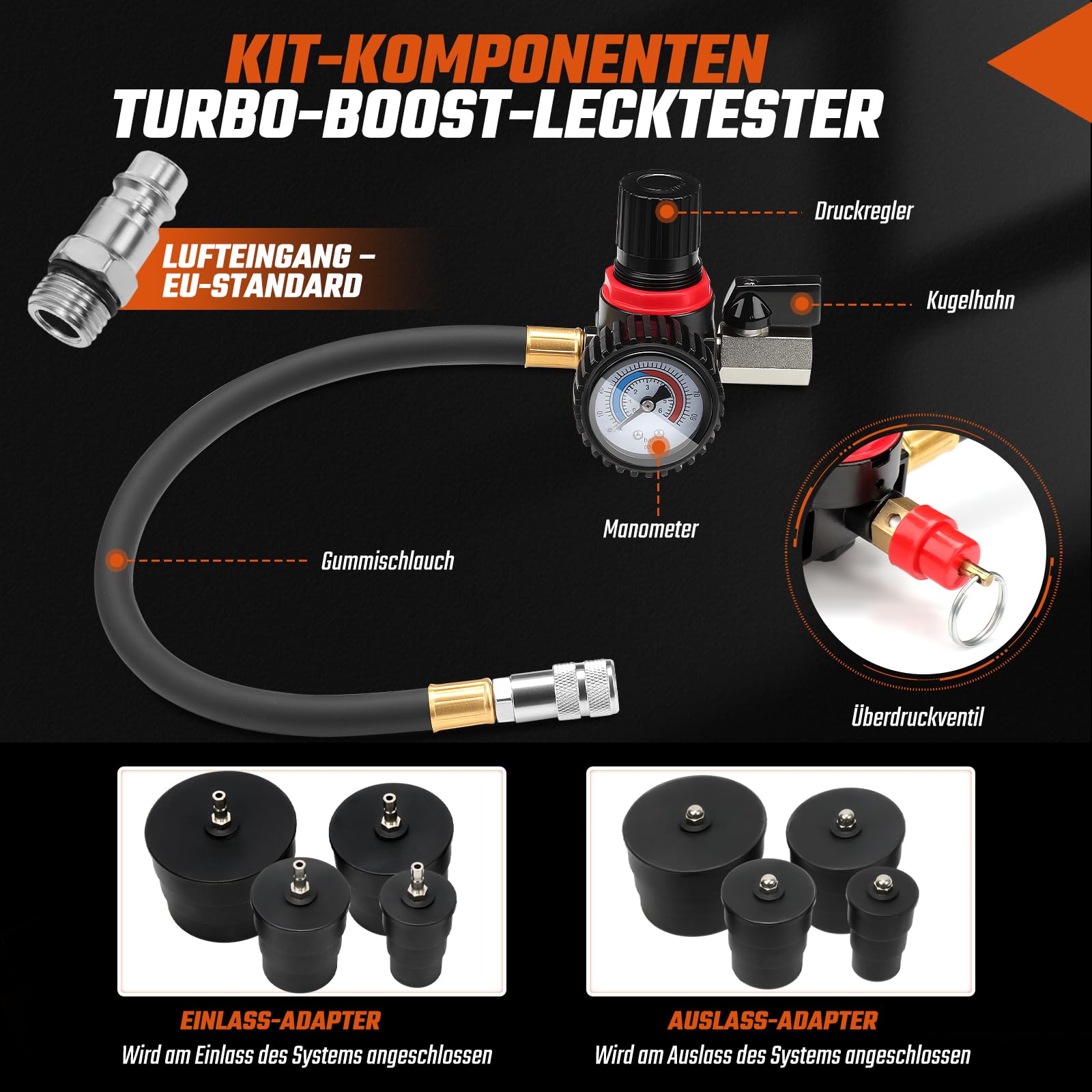 GEARMONSTER 9tlg Turbolader Ladeluft System Adapter Satz Prüfwerkzeuge