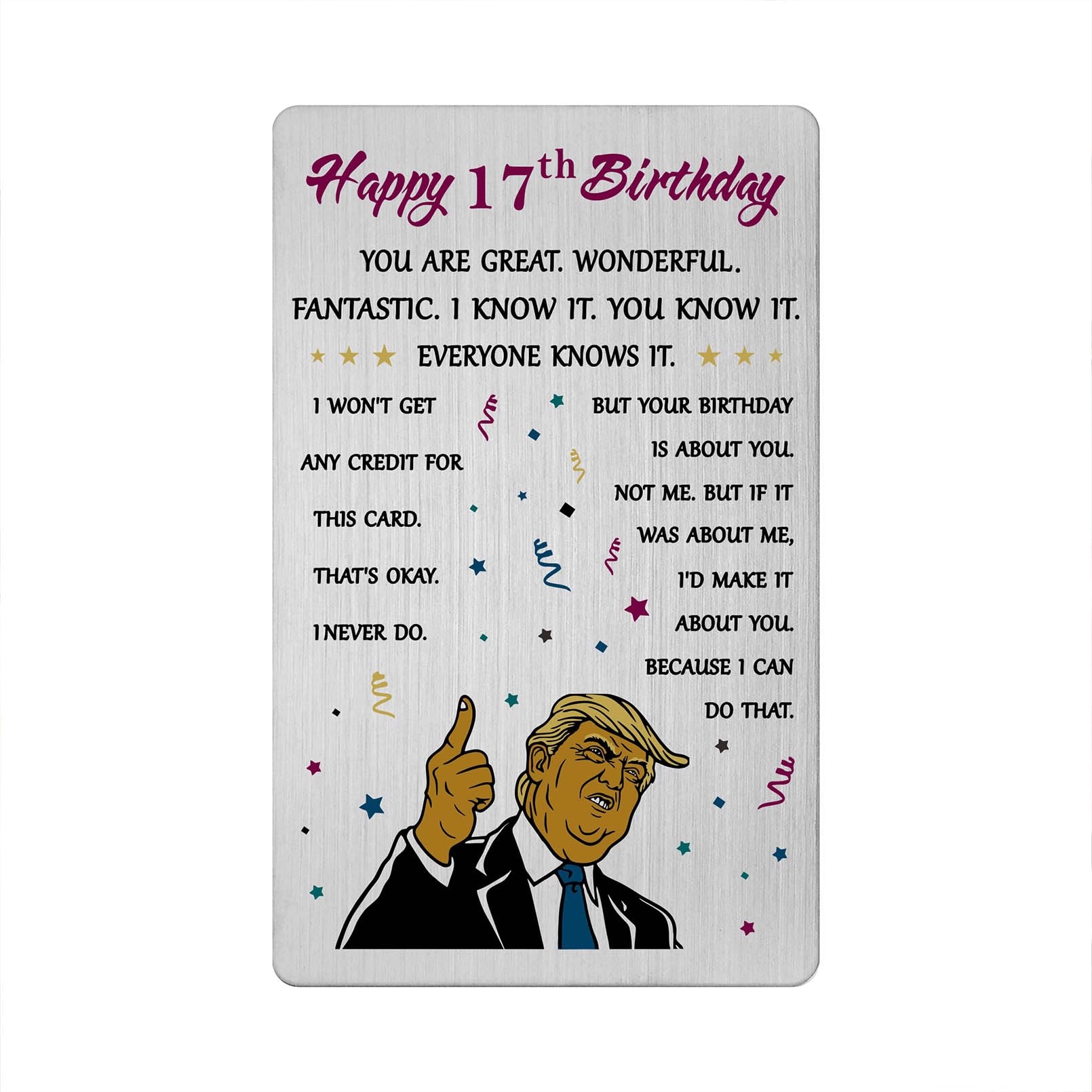 CPLJW 17th Birthday Card for Boy Girl - Funny Sweet 17th Birthday Wallet Card for Boys Girls Son Daughter - Best 17 Years Old Bday Gift Ideas for Grandson Granddaughter