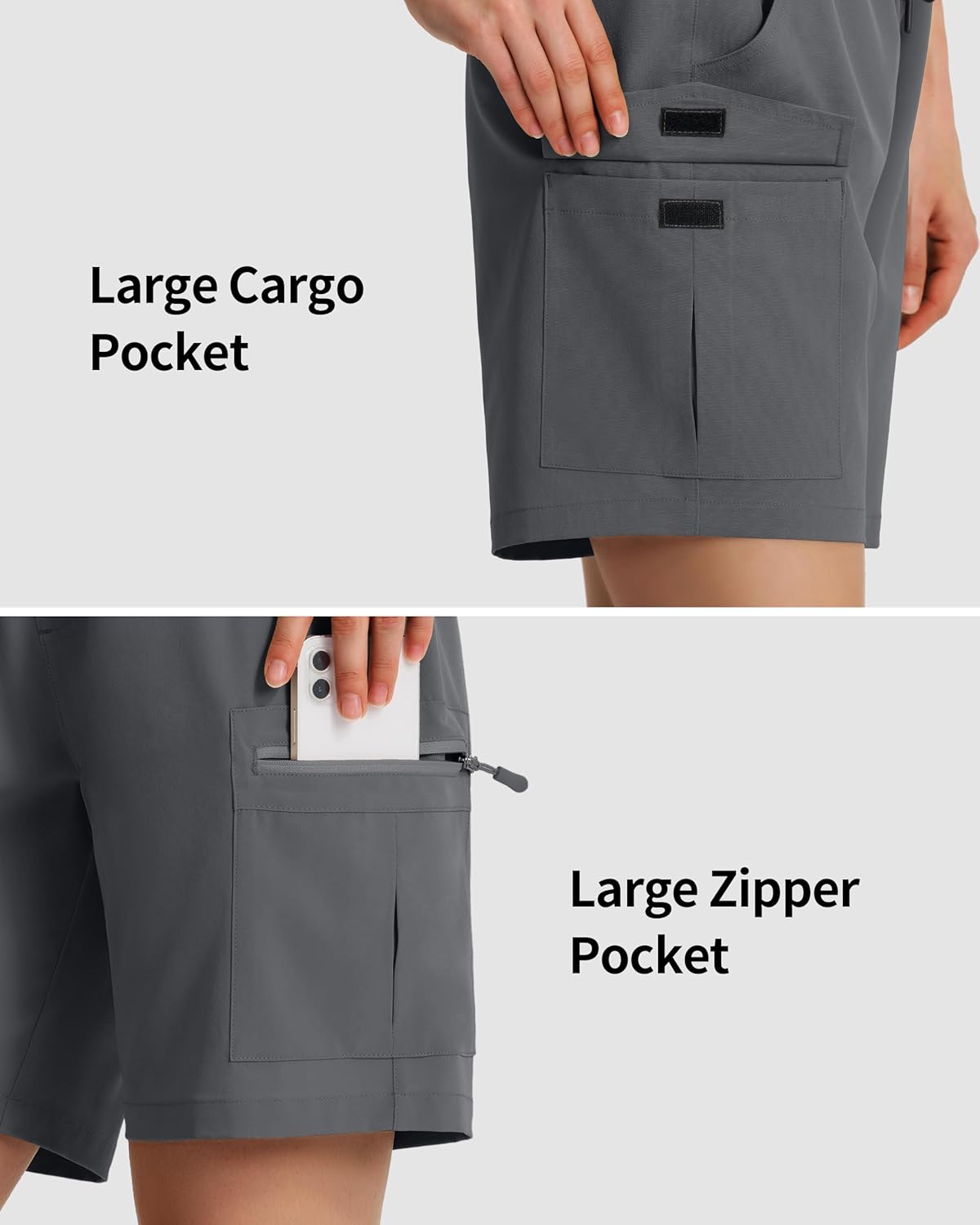 Ksmien Women's 7" Hiking Cargo Shorts Lightweight Quick Dry Ladies Summer Shorts with Zipper Pockets for Travel Golf - Image 5