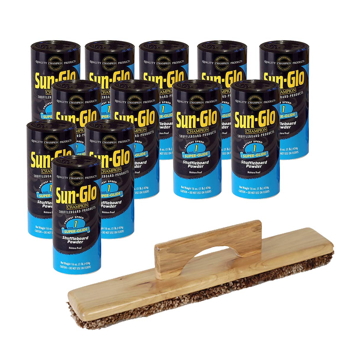 Sun-Glo 12 Cans #1 Super-Glide Wax & 1 Shuffleboard Sweep