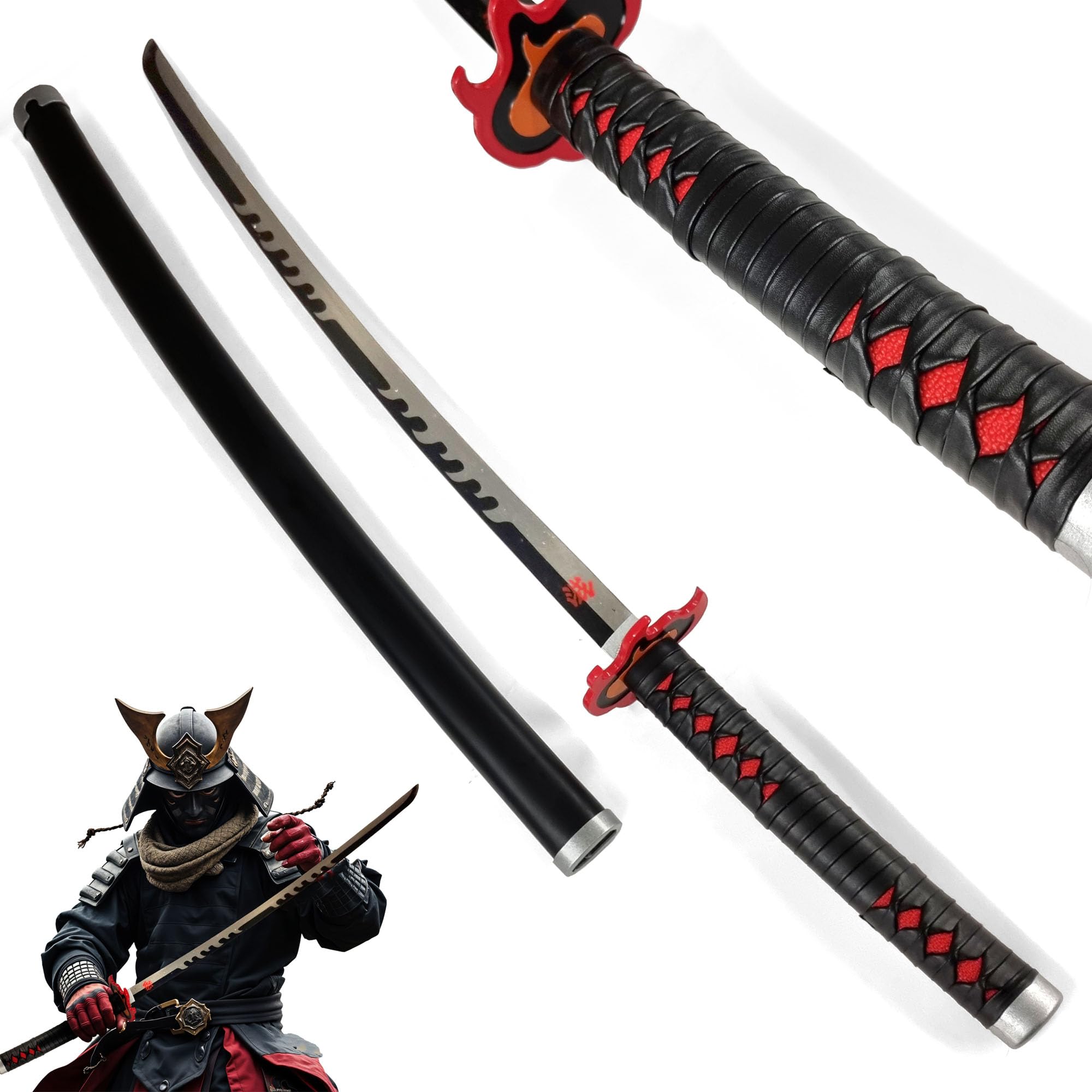 Demon Slayer Schwert Deko, Katana, Stahl Schwerter, Samurai Sword echt, Animeschwert, Cosplay, Animefans, Anime Schwert