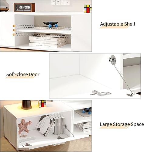 Miniatura 4 de VOWNER Moderno soporte de TV con armarios de almacenamiento, para televisores de 505565 pulgadas, gabinete multimedia para sala de estar,