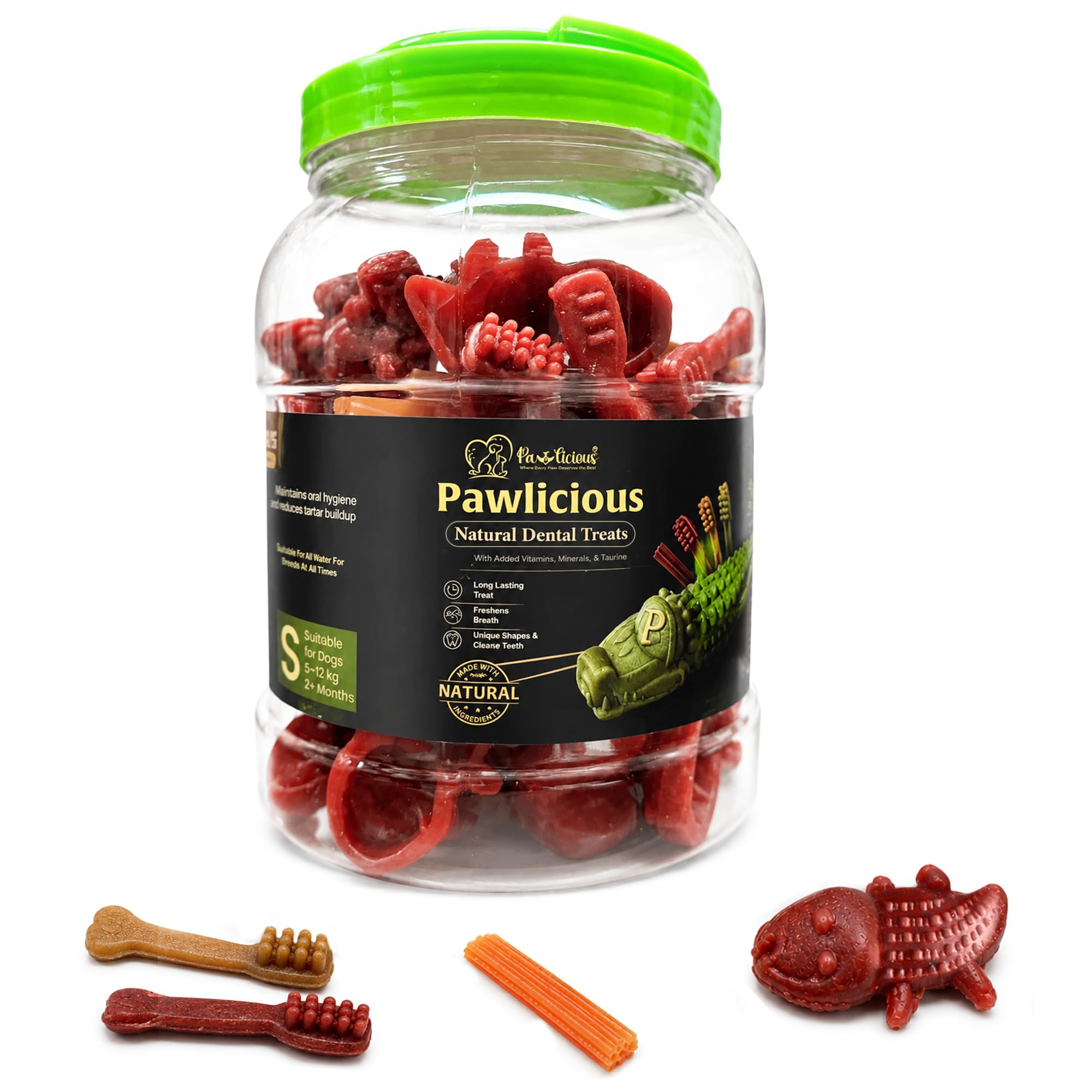 PAWLICIOUS Variety Dental Sticks Jar Small For Dogs, 93 Pieces Approx, 950g