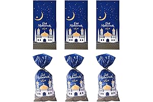 100 Pieces Eid Candy Bags with Twist Ties