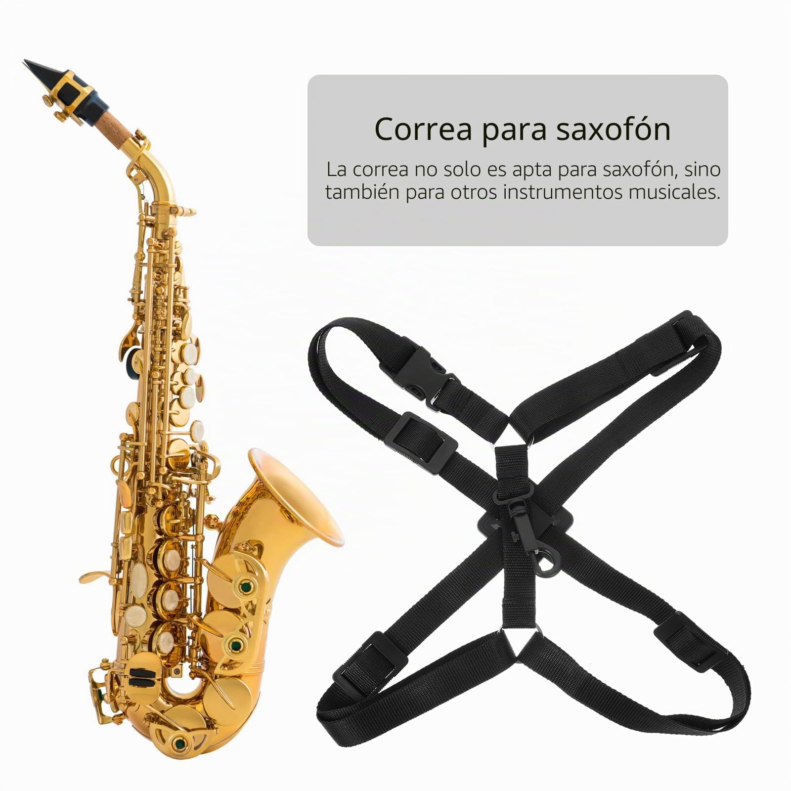 Correa de Hombro Ajustable Alto Tenor Barítono Saxofón Saxo Arnés ()