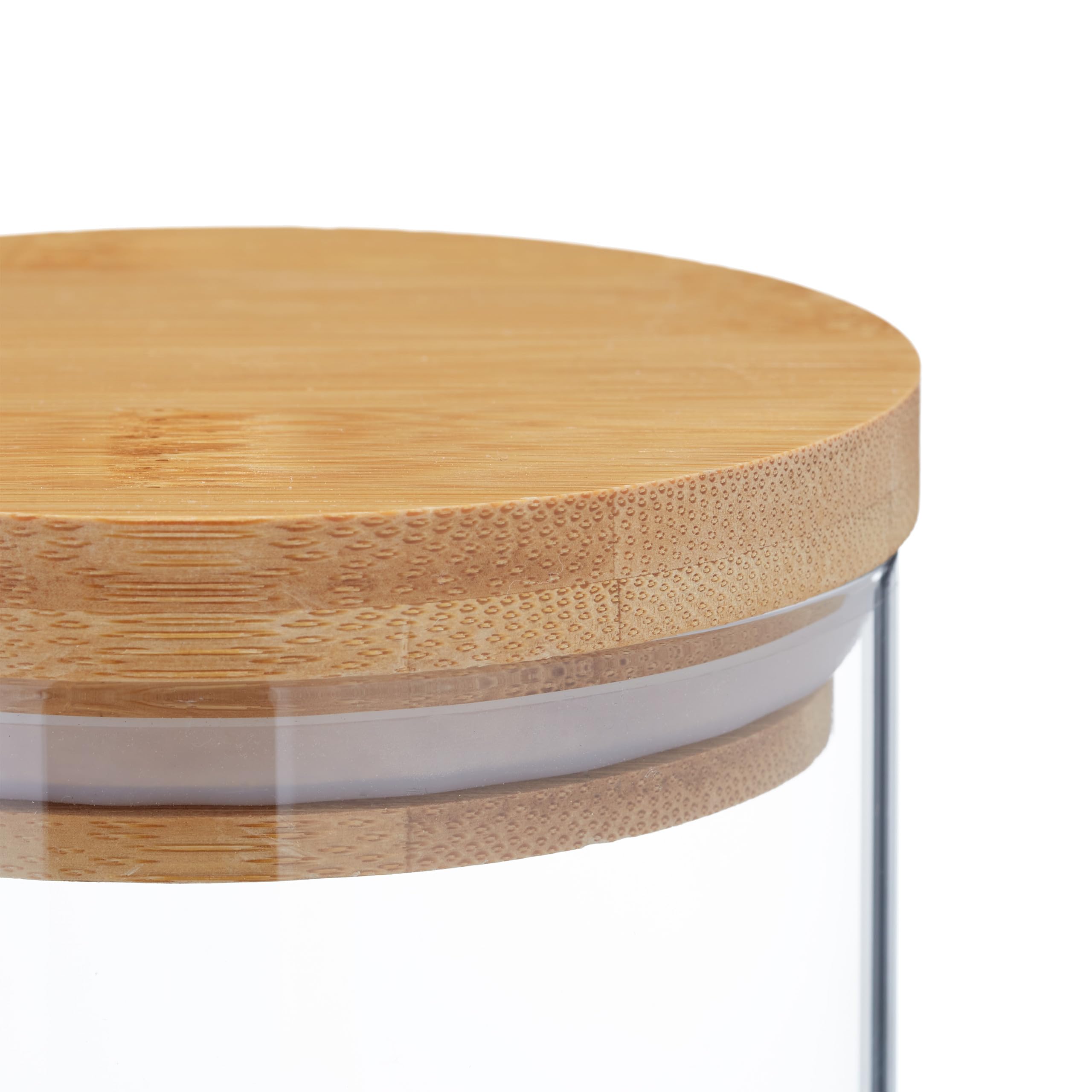 Relaxdays 8 tarros de cristal con tapa de bambú, recipientes herméticos para alimentos, 750 ml, transparentes/naturales