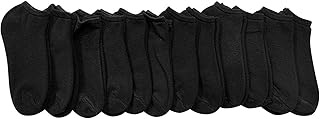 Yacht & Smith 12 Pairs of Girls Youth No Show Ankle Cotton Value Pack Children Socks (9-11, Black)