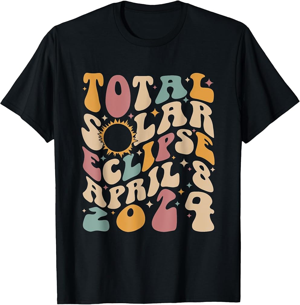 Retro Groovy Total Solar Eclipse Shirt April 08, 2024 T-Shirt
