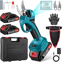 INLOMEM Cordless Electric Pruning Shears with LCD Display, 1.6 Inch SK5 Blade, 2x 2000mAh Batteries for Effortless Garden Trimming