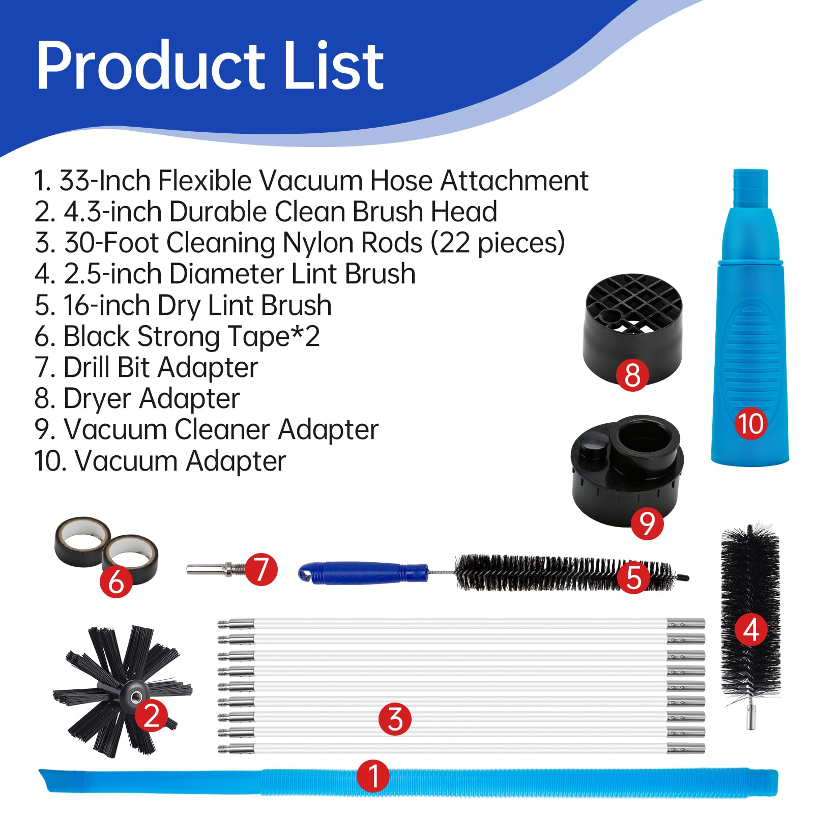 Morinoli Dryer Vent Cleaner Kit - 30 Feet, 10 Pcs Dryer Vent Duct ...