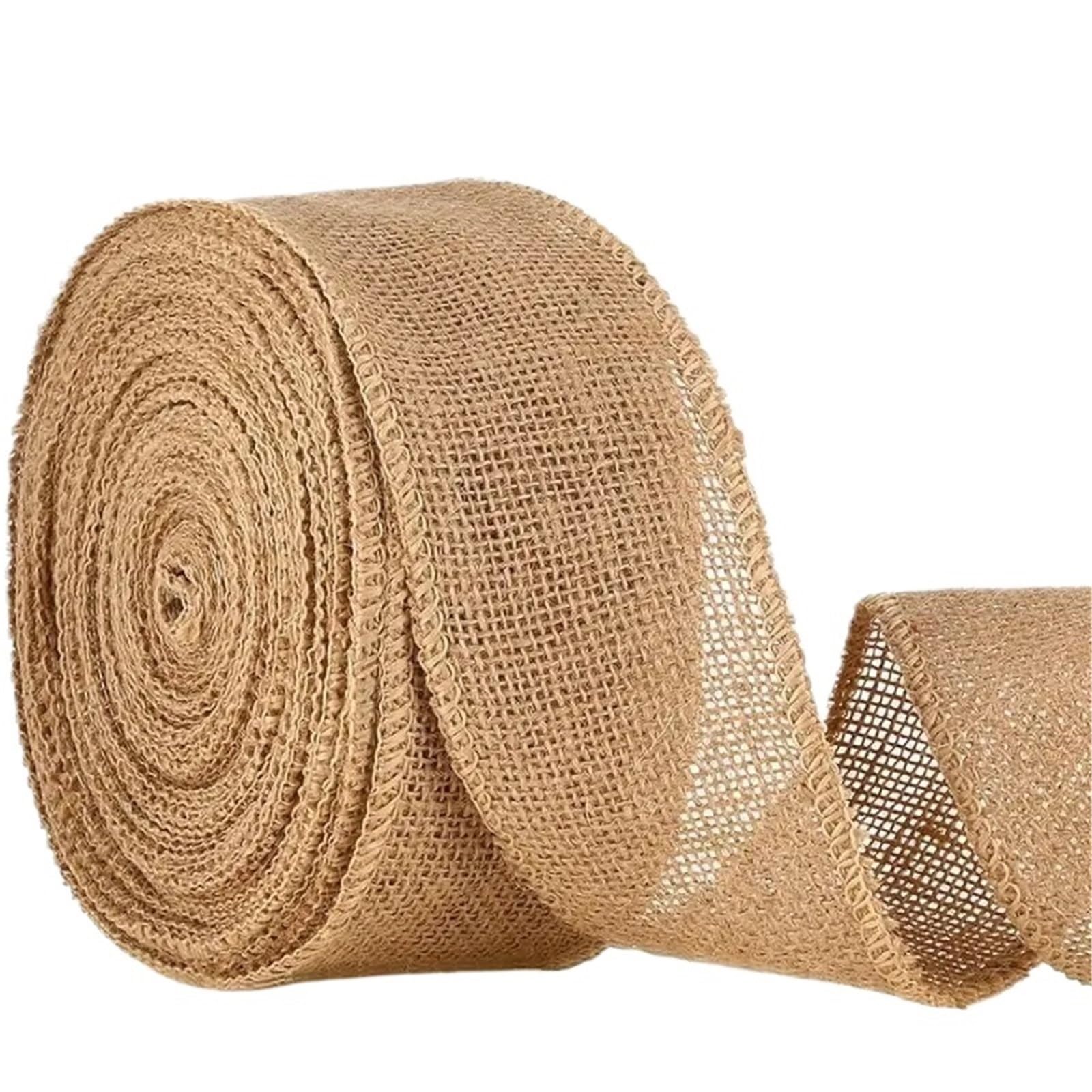 Natur Juteband Sackleinen 10 m natürlicher Jute-Sackleinenstoff, 6–15 cm Rolle