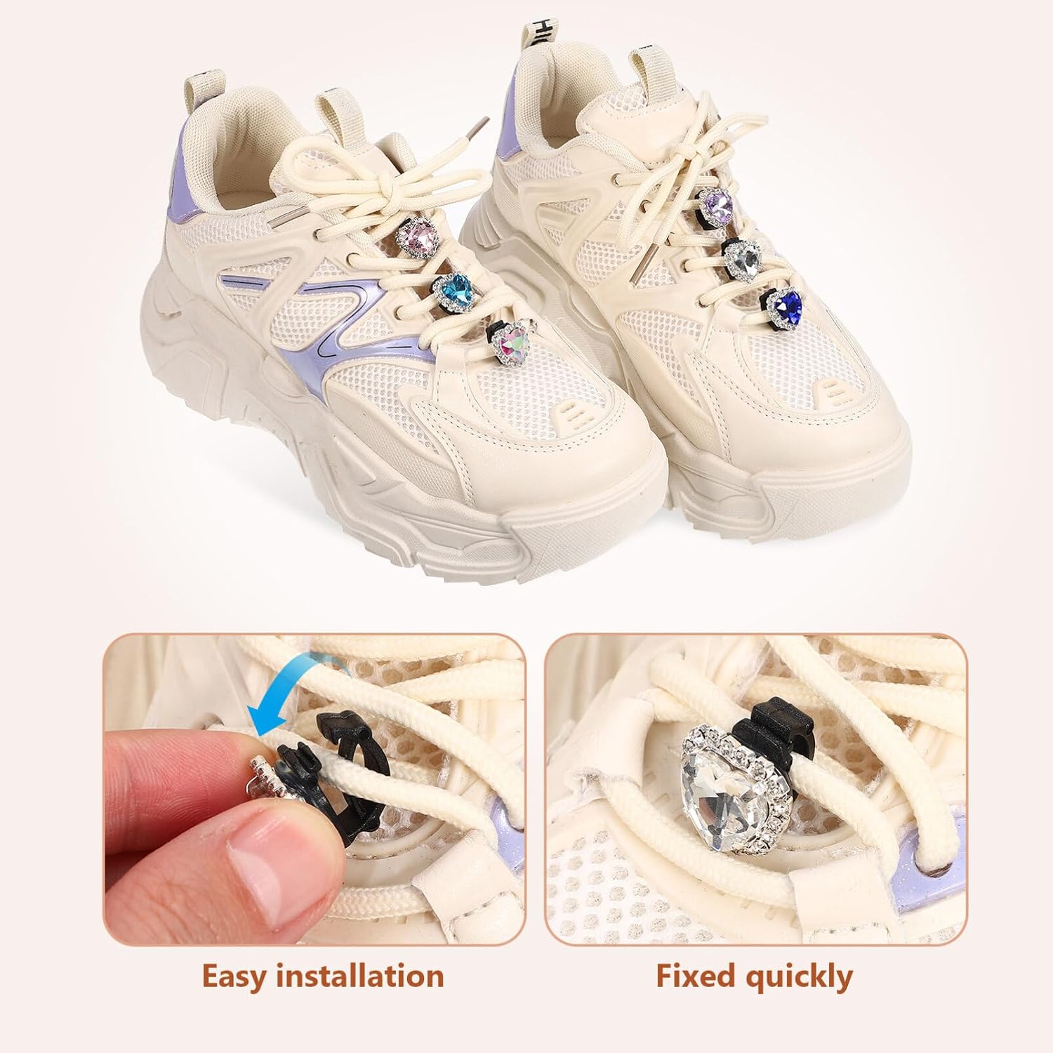 Alipis 24pcs Rhinestone Shoe Charms for Sneakers Decoration Easy to Install Accessories for Women