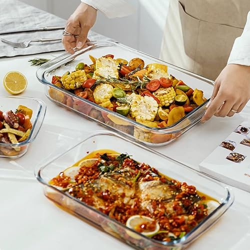 Miniatura 8 de Paquete de 2 platos oblongos de vidrio templado de 1 cuarto de galón, utensilios para hornear y utensilios de cocina de tamaño personal