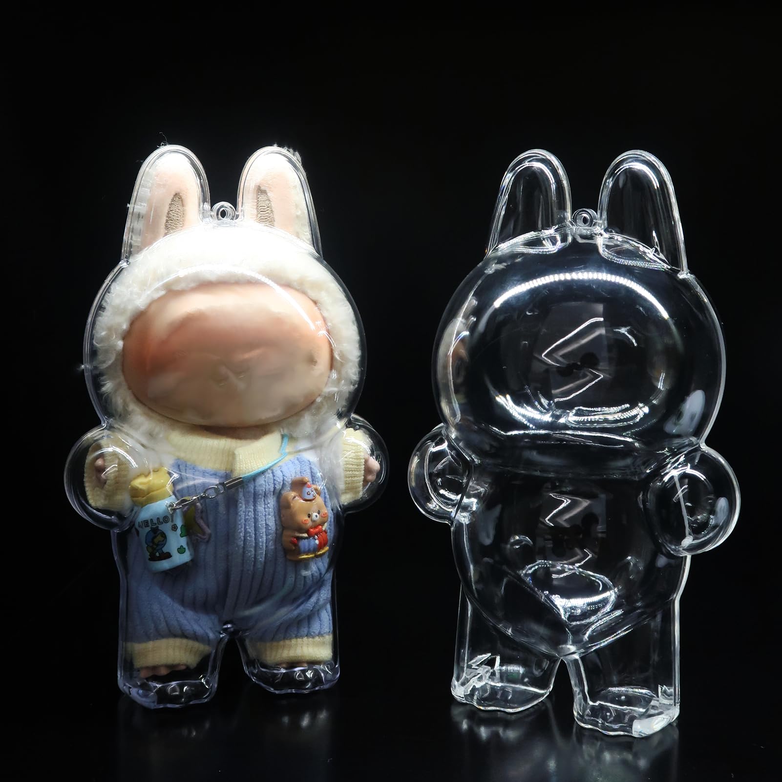 EAVAN 2Pcs Protective Case for Doll The Monsters Exciting Macaron - Clear Display Case, Dustproof Acrylic Cover for Standing Figures (Doll Not