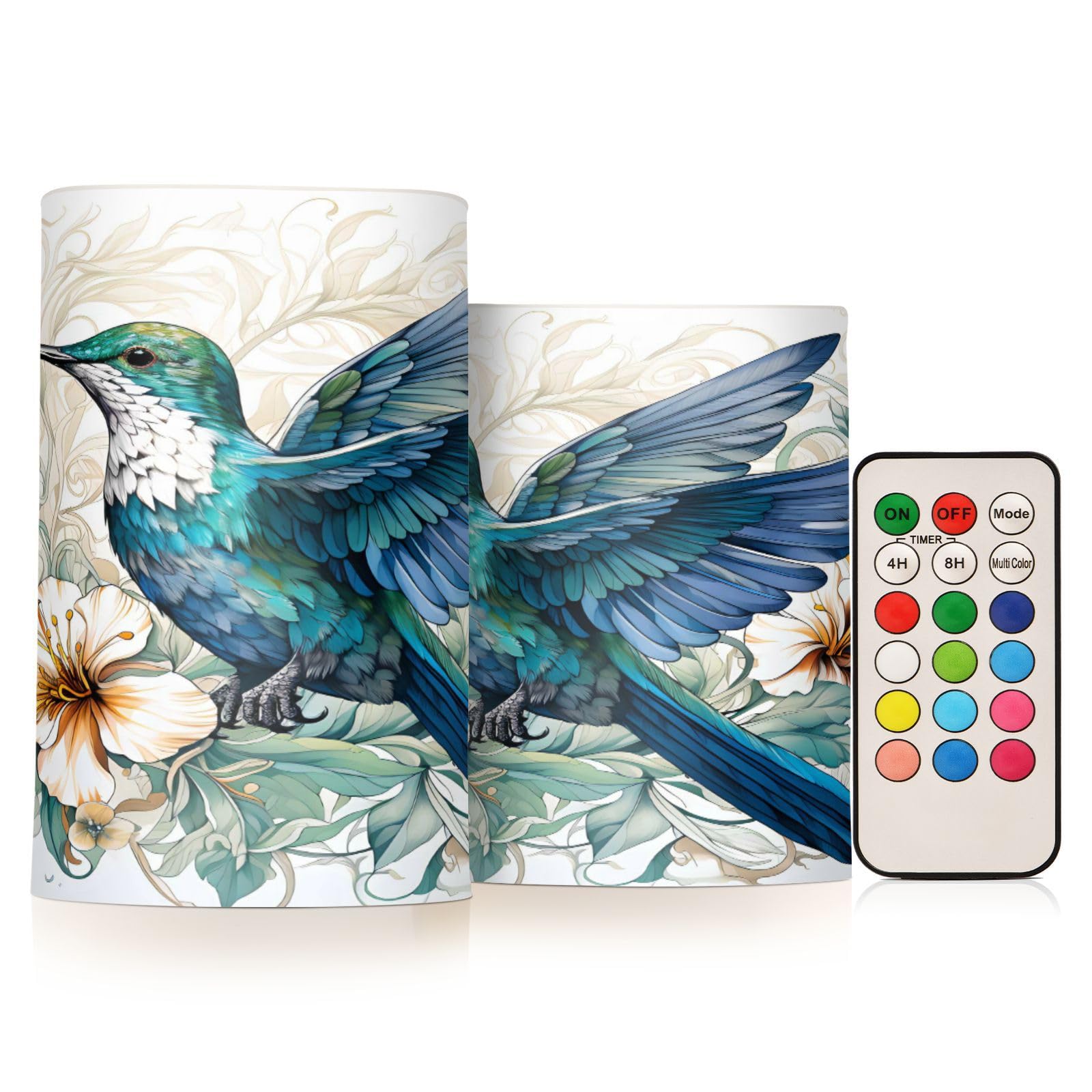 ALAZA Hummingbird (5) Flickering Flameless Candles Battery Operated with Remote Timer,Tea Light Candles LED Pillar Votive Candles set of 2 for Outdoor Indoor Decorations