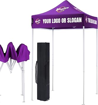 Custom Canopy Tent with Logo, 5x5 Feet Canopy Printing, Outdoor Pop Up Shelter Customized Personalized Event Tents Printed with Tent Frame for Business Tradeshows Advertising 5X5-Tent-Custom