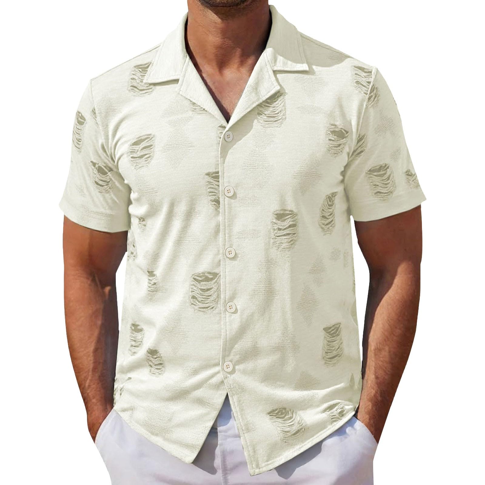 WINWUQB - Camisas de manga corta para hombre, para verano, playa, vacaciones, ajuste regular, casual, con botones, camisa clásica hawaiana