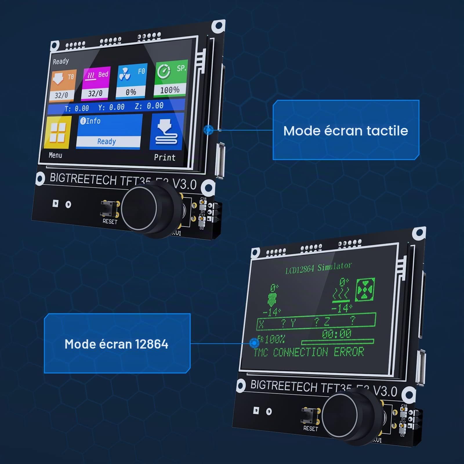 BIGTREETECH SKR Mini carte de contrôle E3 V3.0 + TFT35 E3 V3.0.1 Écran tactile 32 bits Carte silencieuse intégrée avec pilote pas à pas TMC2209 UART compatible avec imprimante 3D Ender 3/5 Ender 3