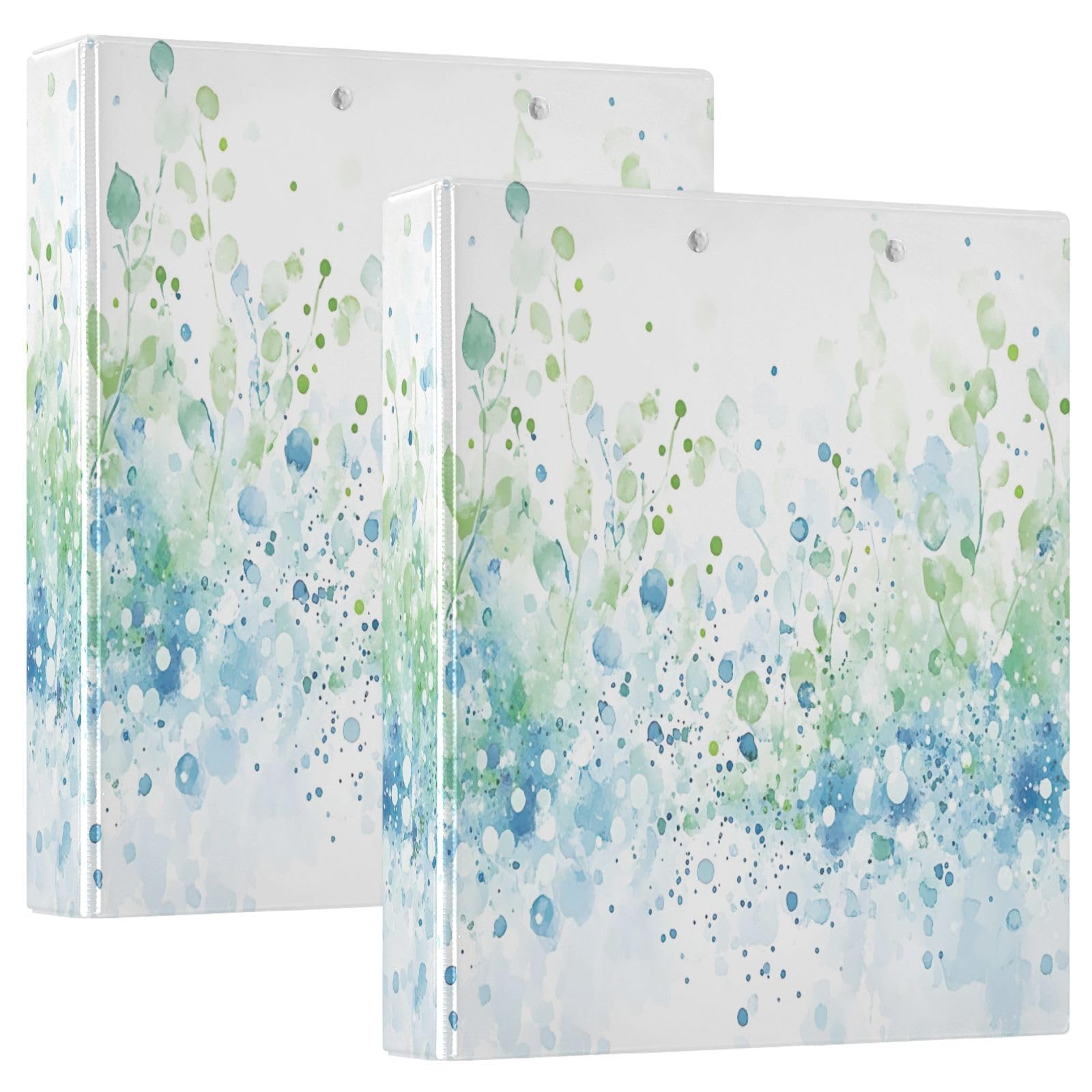 Raccoglitori ad anelli con 3 anelli, 3,8 cm, motivo a gocce di pioggia, decorativi, con clip in metallo, formato A4, organizer per casa e ufficio, confezione da 2