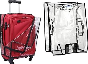 Fambal 28 inch Suitcase Cover PVC Clear Water-Dust-Scratchproof Zippered Protector for Soft/Nylon Type 4 Wheeler Luggage Trolley Bag Large