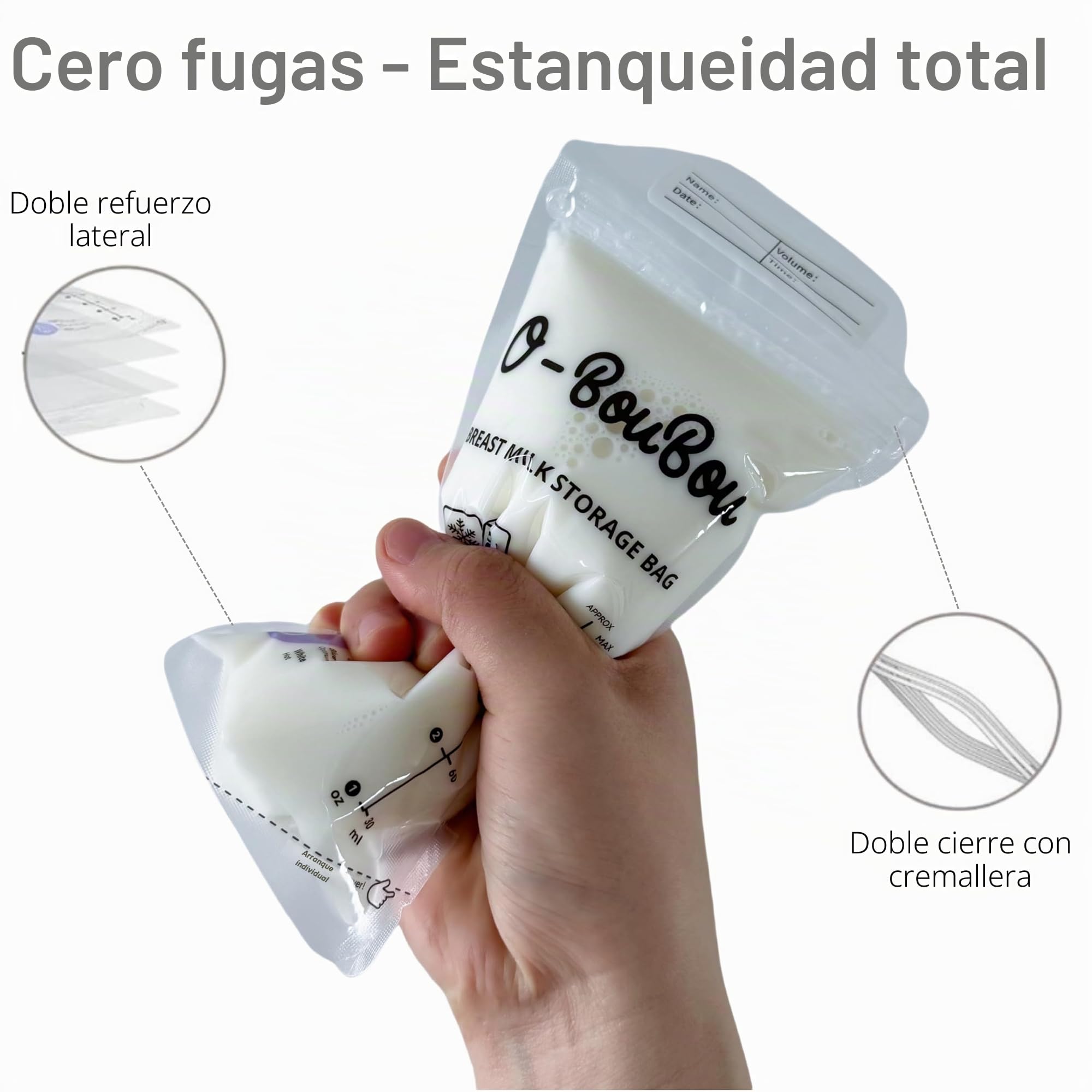 Lote de 120 Bolsas Leche Materna sin BPA - Recolector De Leche Materna Preesterilizadas - Bolsas Congelar Leche Materna- Bolsas Leche Materna Congelar, Doble Sellado, 180 ml
