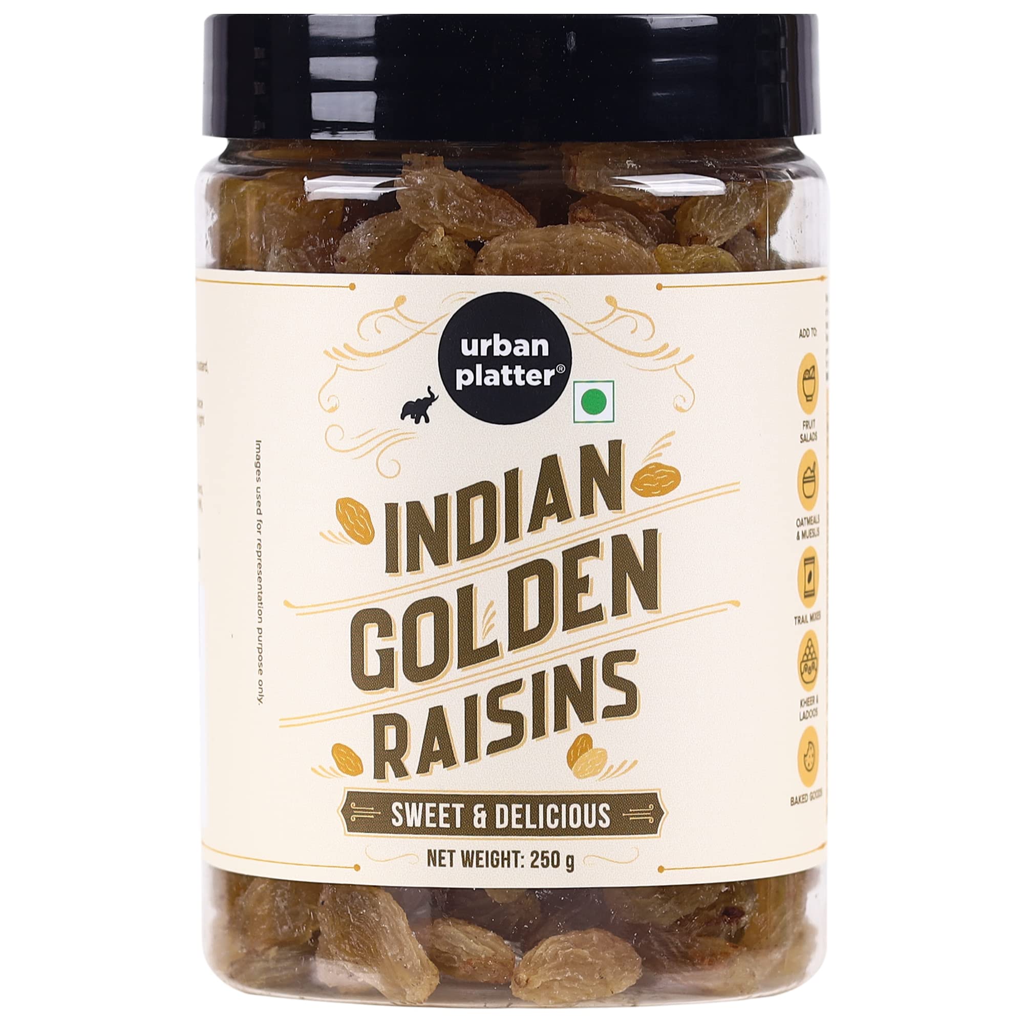 Urban Platter Indian Golden Raisins, 250g (Garnish or Add to Fruit Salads, Oatmeals, Mueslis, Trail Mixes, Ice Creams, Baked Goods, Kheer & Ladoos) (B07QVKFFK7) Amazon Price History, Amazon Price Tracker