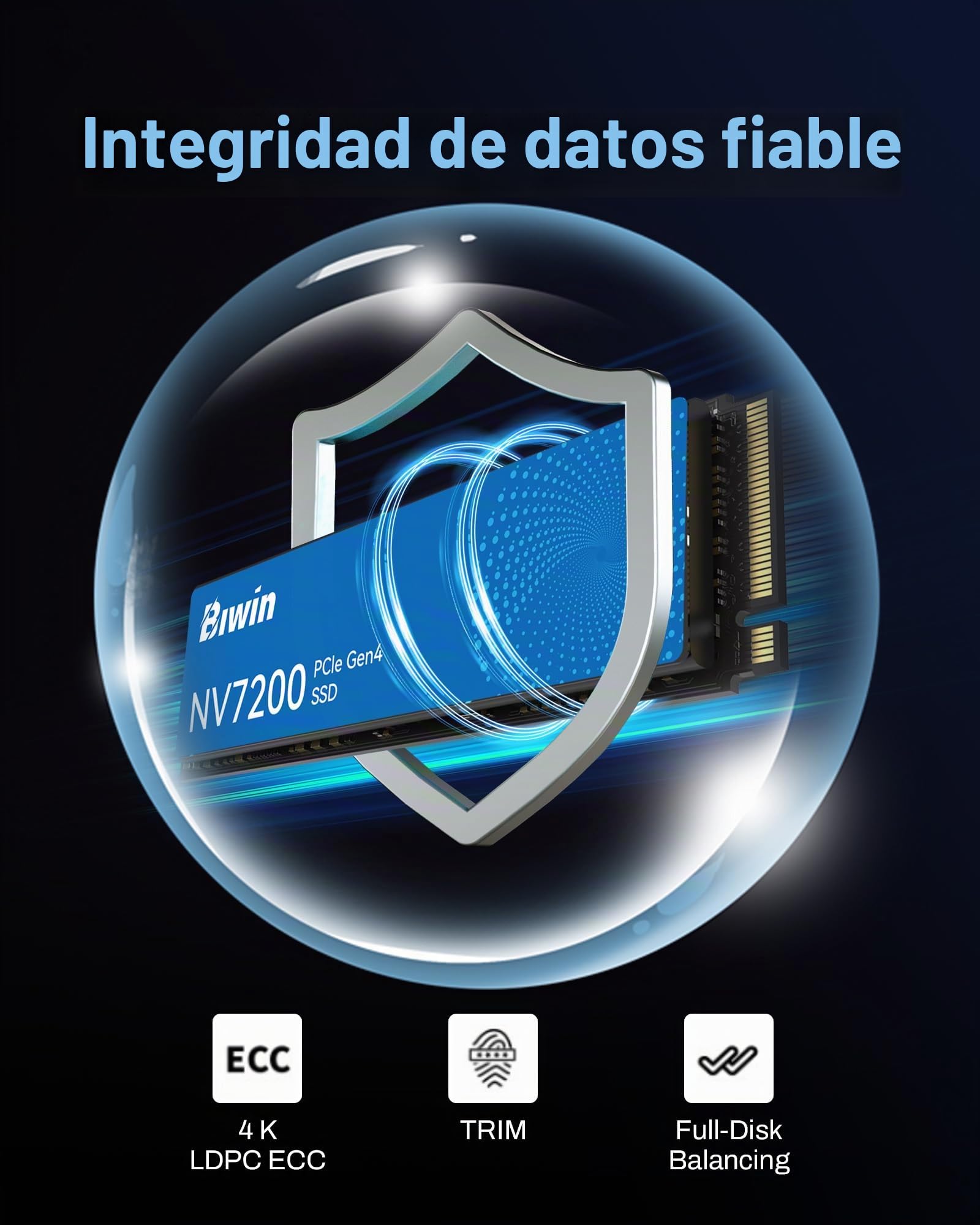 BIWIN NV7200 SSD M.2 PCIe 4.0 NVMe 1TB 7200 MB/s para juegos PS5