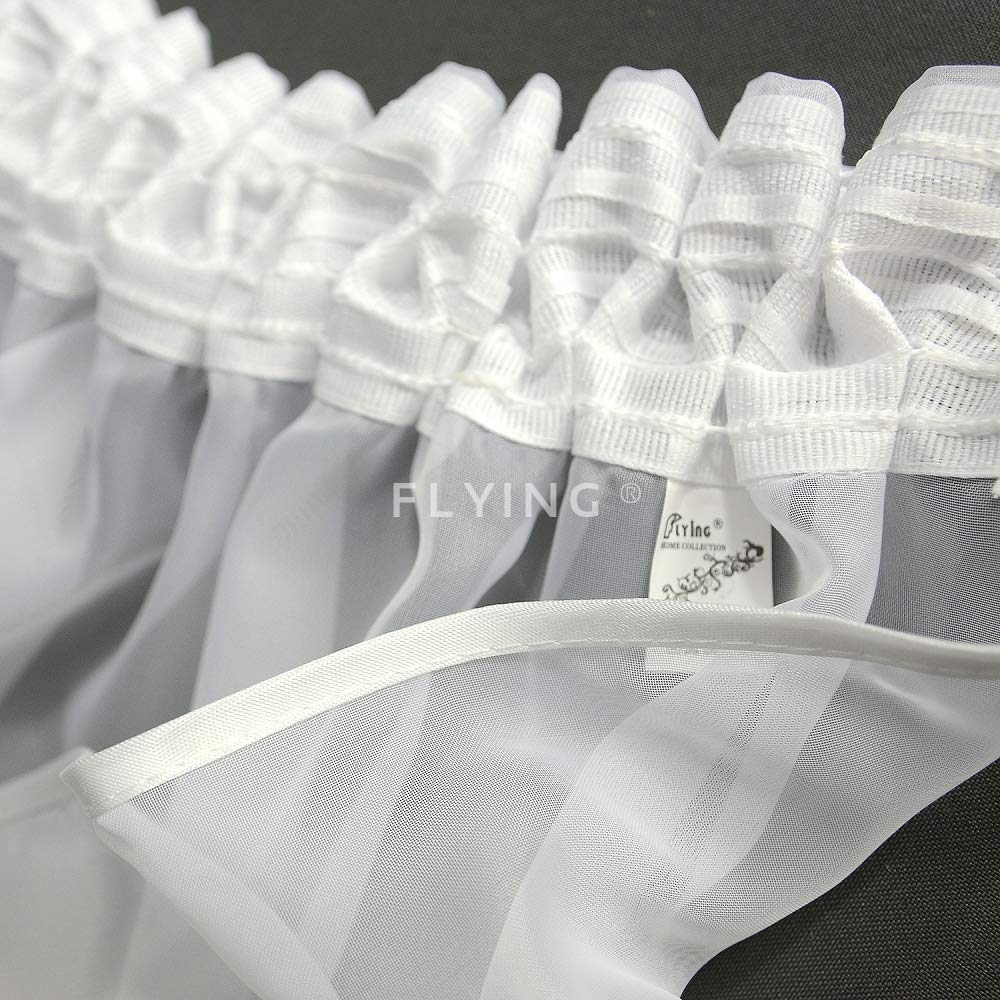 FKL DESIGN Home Deco Balkongardine Schöne Fertiggardine Fenstergardine Gardine aus Voile mit Faltenband Kräuselband Store Kurz Modern Fenster Weiß Gipüre LB-11-A (250 x 400 cm)