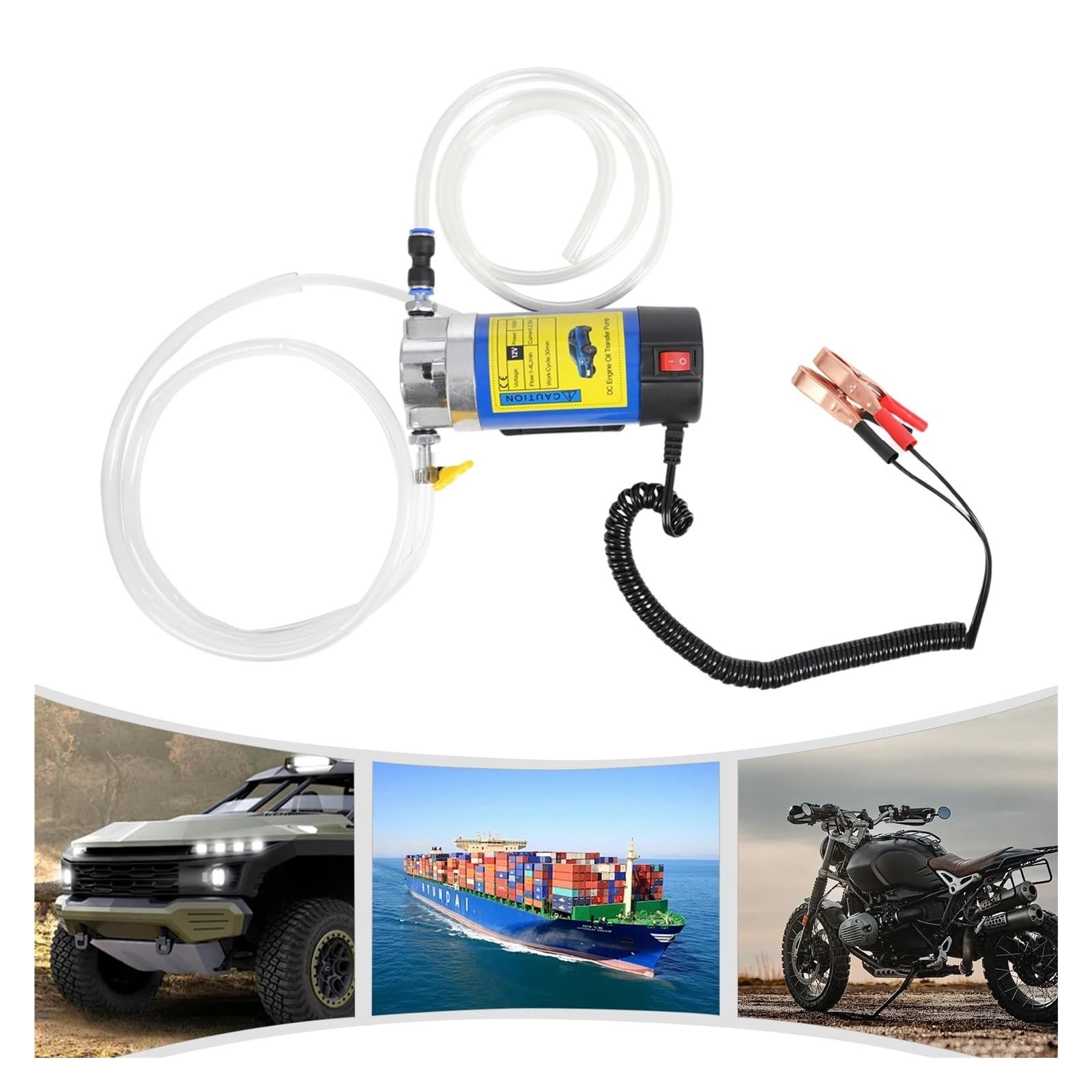 Pompa Benzina Pompa Di Estrazione Olio 12V Pompa Di Alimentazione Con 3 Tubi Trasparenti Pompa Di Trasferimento Olio Motore Per Auto Moto Per Scooter