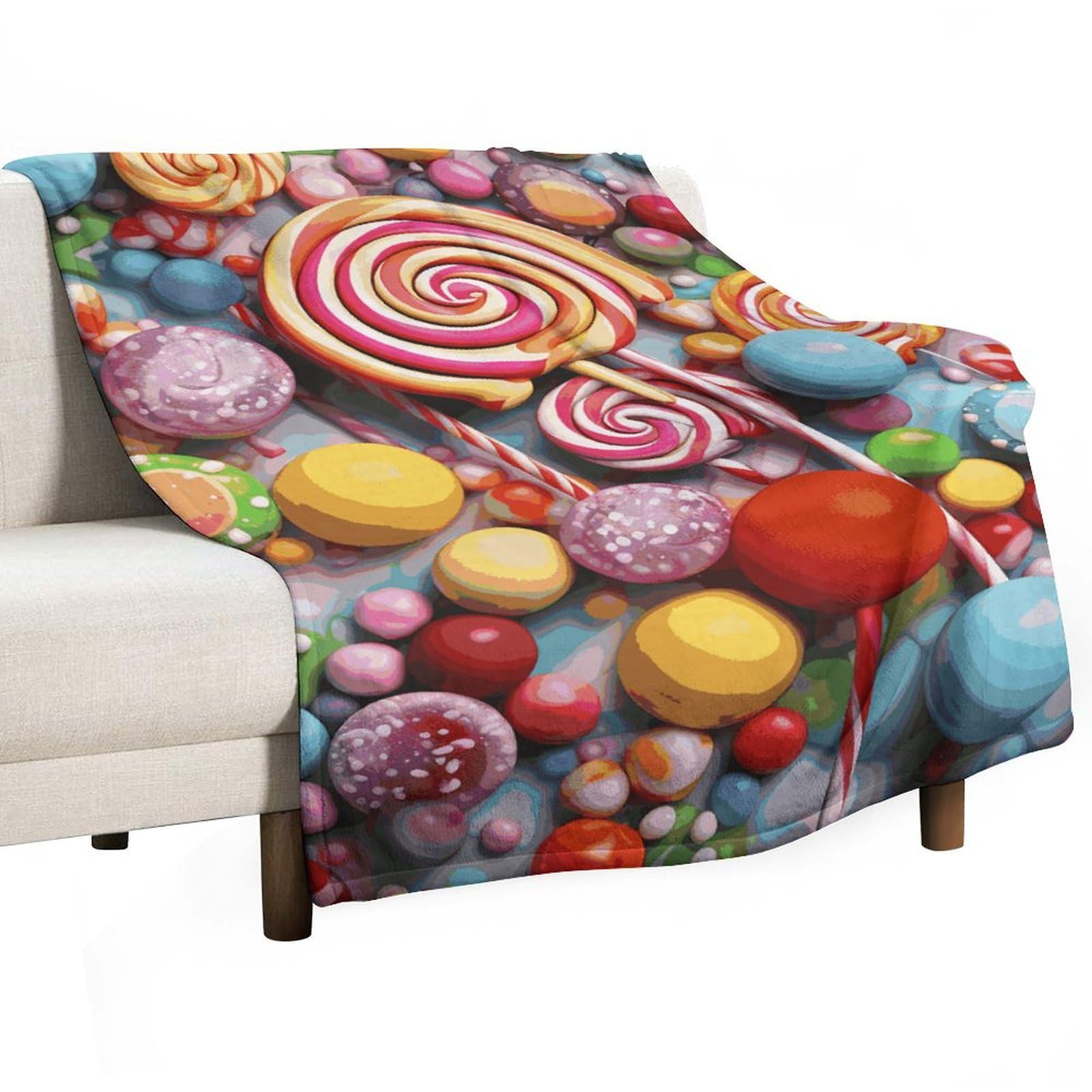 Couverture polaire en flanelle de qualité supérieure motif bonbons chic