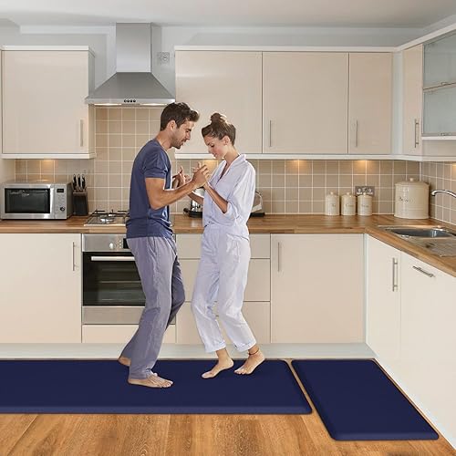 Miniatura 80 de HappyTrends Tapete de cocina [2 piezas] acolchado, cómodo, antifatiga, impermeable, antideslizante, tapete de espuma ergonómica gruesa y perfecta