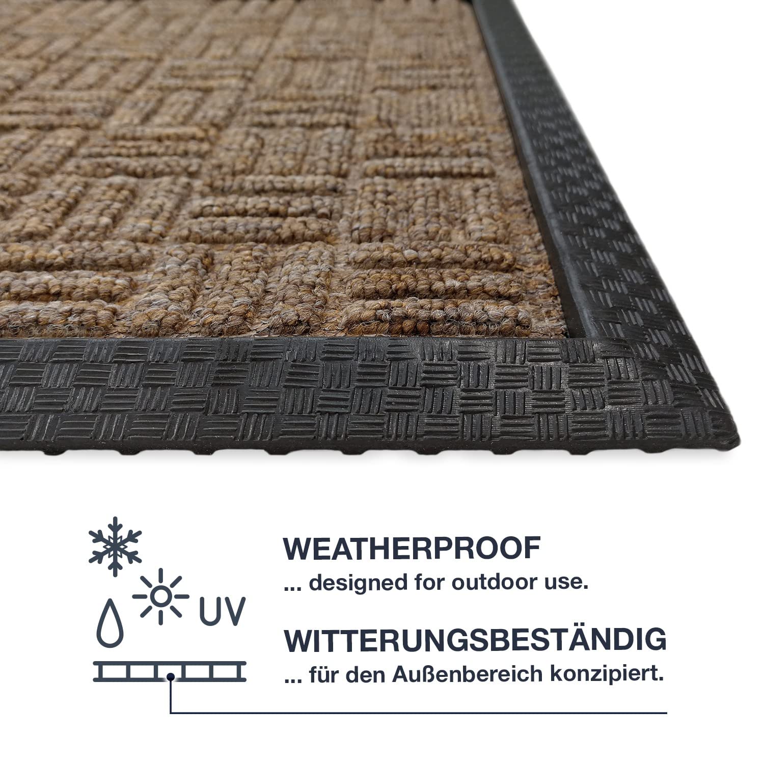 Fußmatte für Außen + Innen 60 x 80 cm, Beige - rutschfeste, wetterfeste Türmatte mit robusten Borsten - Outdoor Schmutzfangmatte für außen