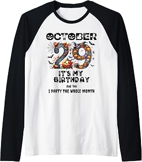 October Birth Dates Halloween Designs Raglan Baseball Tee