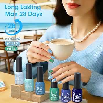 GELLEN Blue & Teal Gel Nail Polish Summer Spring, High Pigment,Light Curing