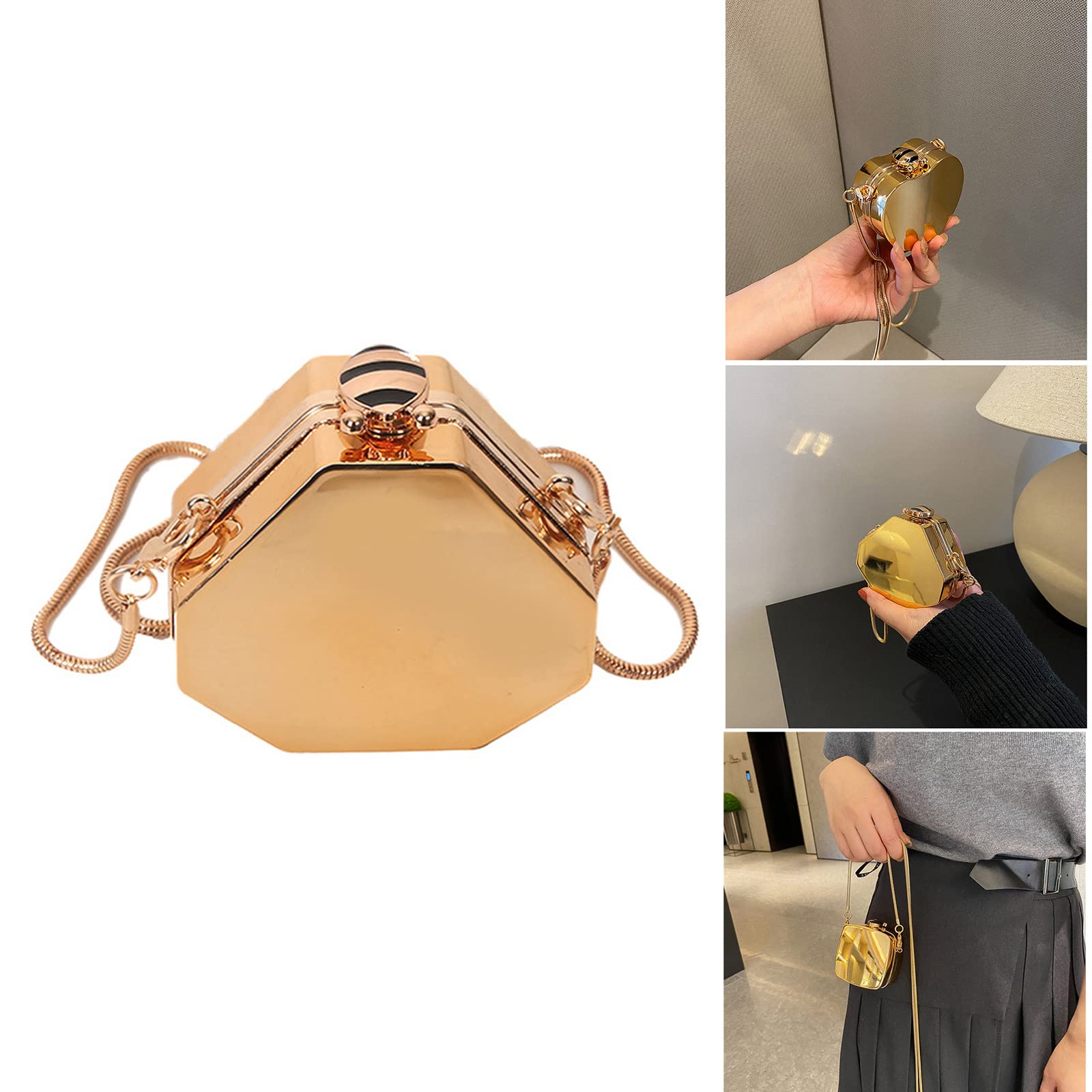 Borsa A Conchiglia In Acrilico Perlato Con Catena - Pochette Da Sera Per Matrimonio, Ballo E Feste - 4