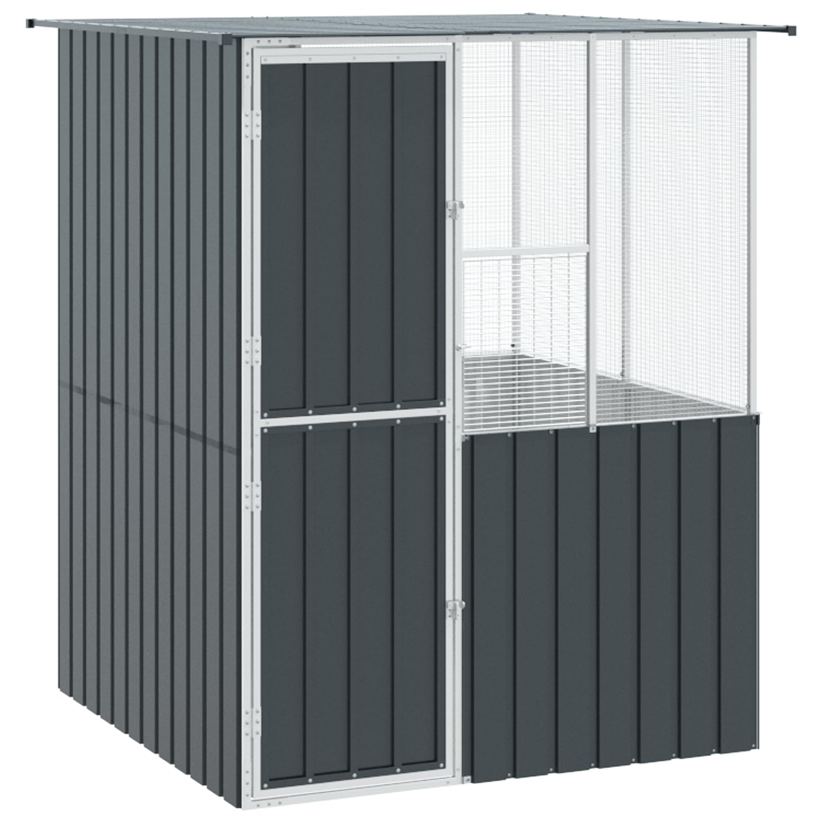 SKM Vogelkäfig Anthrazit 215x78x200 cm Verzinkter Stahl,Tier- & Haustierbedarf,Haustierbedarf,Vogelbedarf,Vogelkäfige & -ständer,Grau,61.8KG,3325168