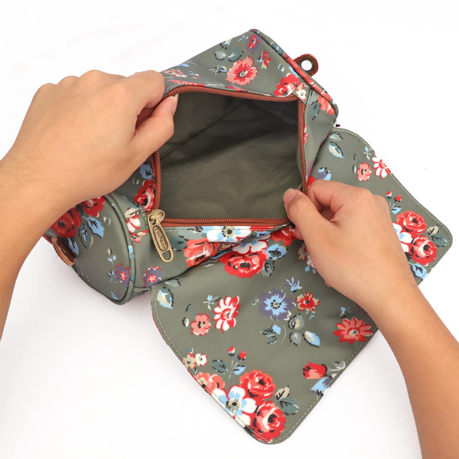 TOURBON Borsa da Bicicletta per Manubrio Anteriore Impermeabile - Borsa Portaoggetti con Tasche per Utensili - Motivo Floreale