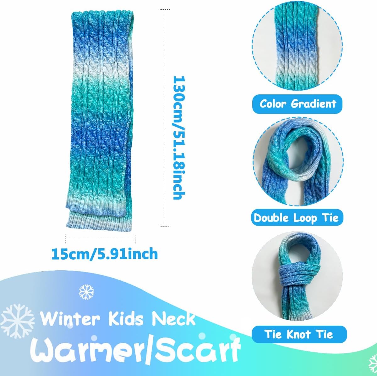 Toddler Kids Winter Hat Gloves Scarf Set for 3-8 Years, Warm Knit Boys Girls Hats Fleece Pompoms Beanies Neck Warmer - Image 4