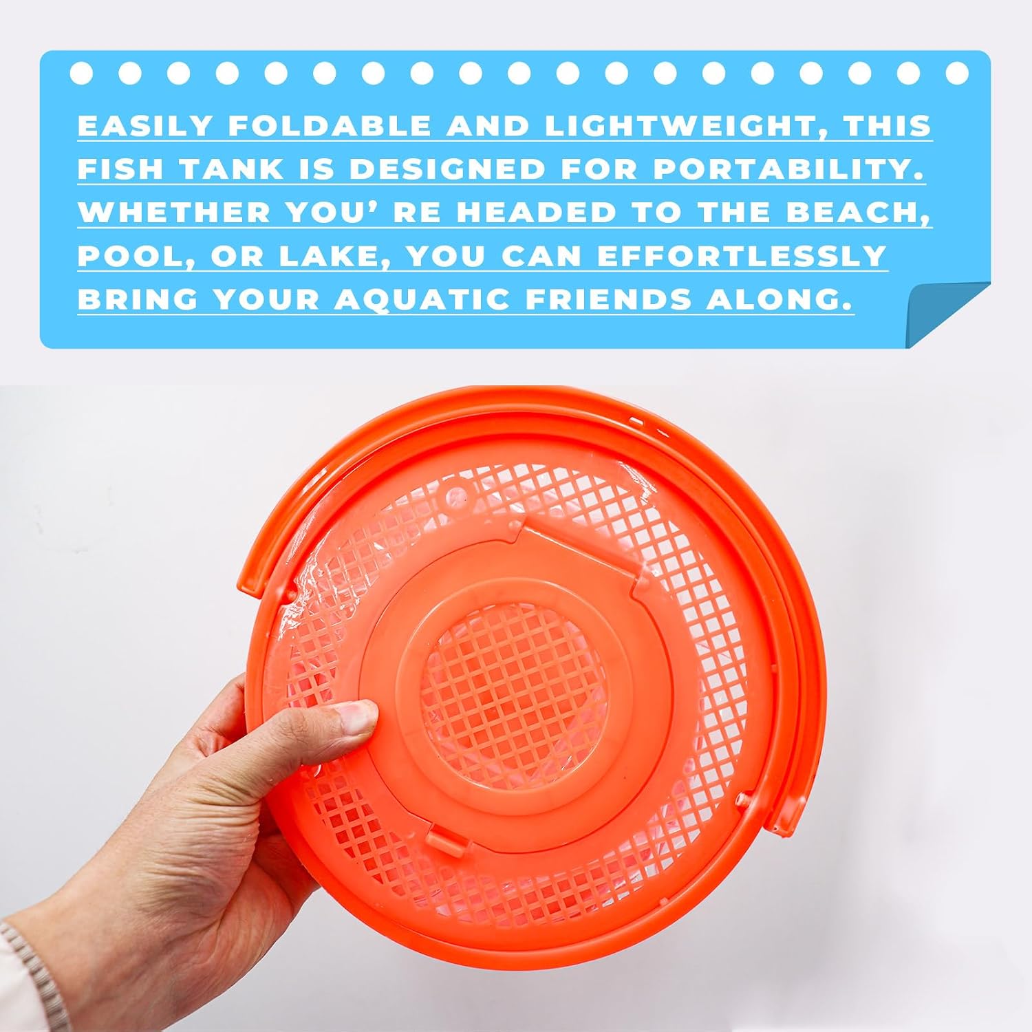 Foldable Small Aquarium, Portable Fish Tank, Fish Transport Container, Plasitc Fish Bowl, Beginner Tank, Great Concept for Catching and Release Critters, Beach, Pool and Lake image 5