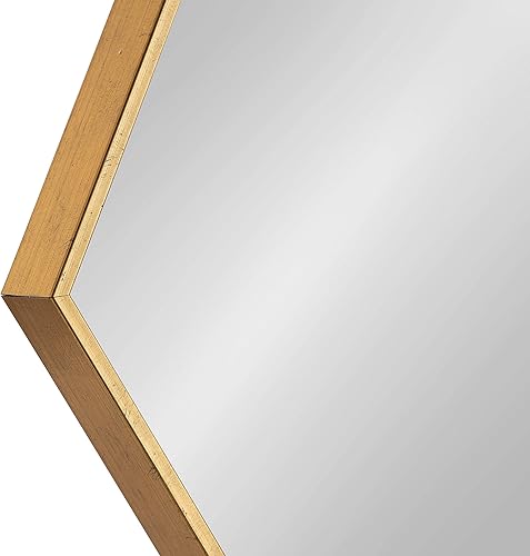 Miniatura 3 de Kate and Laurel Rhodes - Espejo de pared hexagonal de 6 lados, 30.75 x 34.75 pulgadas, dorado