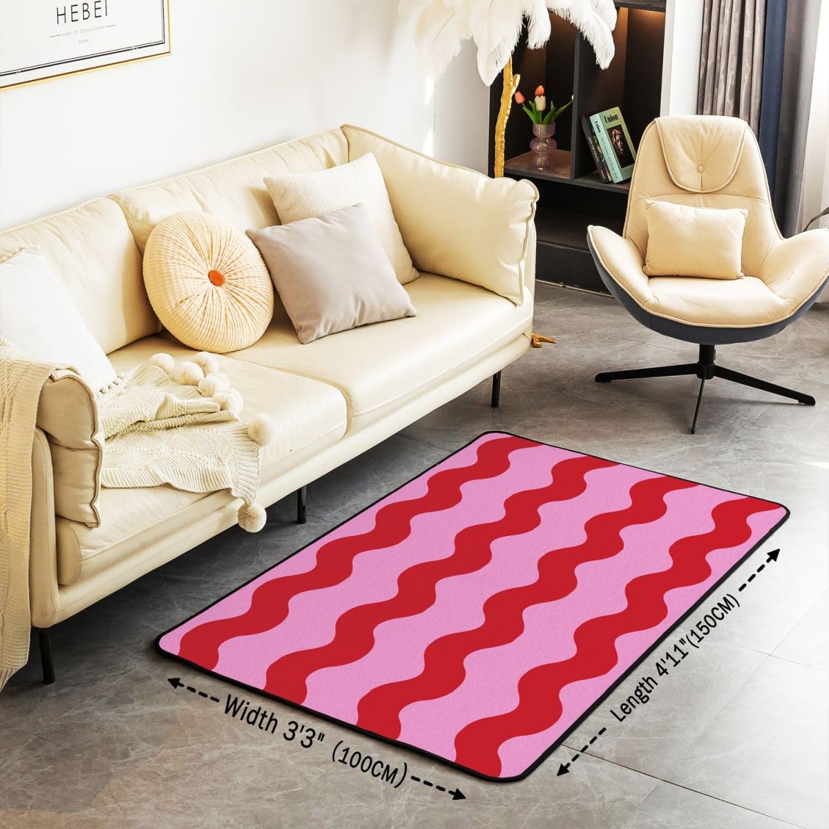 Homewish Tapis Salon 100x150cm Moderne Wavy Ligne